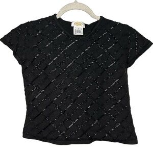 Vintage Black Wool Beaded Shirt Size M